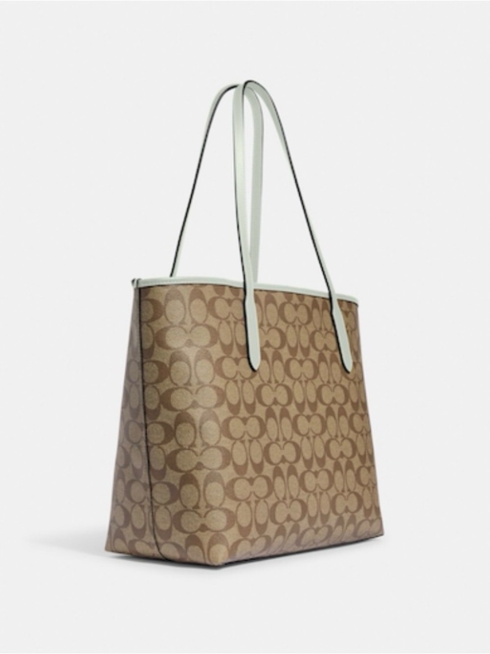NWT COACH Signature Logo City Large Tote - Khaki Light Sage (WP184) - Picture 3 of 15
